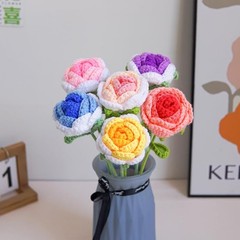 JOONOR 8PCS Hand-Woven Roses,Knitting Crochet Flower Multi(8pcs)