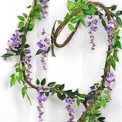 Wisteria Garland 5pack 33Ft Artificial Fake Wisteria Vine Hanging Purple
