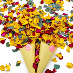 2 QT Mix Biodegradable Flower Petals Confetti, 20+ Cups of Dried Roses & Eucalyp