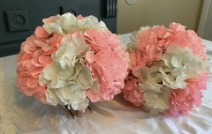 Set of 2 Pink and white hydrangeas wedding bouquets