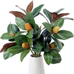 Pack of 4 – Faux Magnolia 32 Inch Long Artificial Magnolia Leaves Branches Fall.