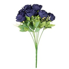 NAVY BLUE 2 Bushes 18″ ARTIFICIAL Faux Silk Rose FLOWERS Bouquet Decorations