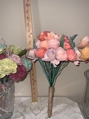 Sola brand faux floral bouquets wood carved roses & more 3 bouquets total