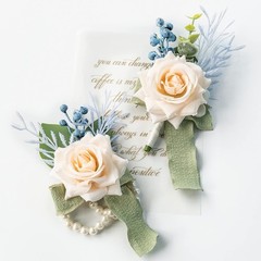 Wrist Corsage Wristlet and Boutonniere Set for Wedding Bridesmaid Mother Gran…