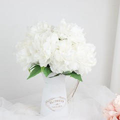WHITE 2 Bushes 17″ Silk ARTIFICIAL PEONY FLOWERS Bouquets Wedding Party Supplies