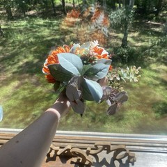 Bridal Wedding Bouquet Hand made Budget Handmade Faux Flowers Orange Red Yellow