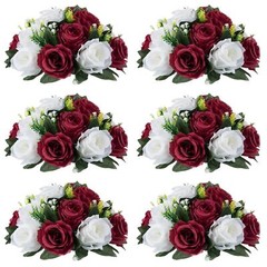NUPTIO Flower Wedding Centrepieces for Tables – 6 Pcs 9.5in Diameter Burgundy…