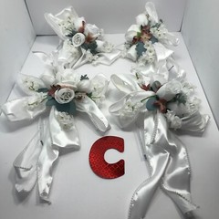 Bridal Wedding Pew Aisle Elegant White Pearl Ribbon Roses Decoration Women Event