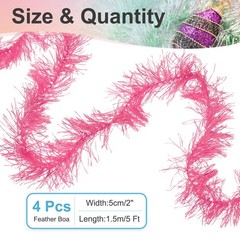 5Ft Feather Boa, 4 Pcs Artificial Fluffy Feather Boas, Pink