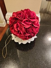6″ Silk Hanging Red Roses Kissing Flower Pomander Ball Wedding Party Decoration