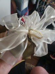 Vintage 2 Cileruide beige rose wrist corsage features gold leaf ribbons Door…