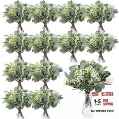 Bulk Artificial Silver Dollar Greenery Eucalyptus Leaves – 100 Mixed Stems
