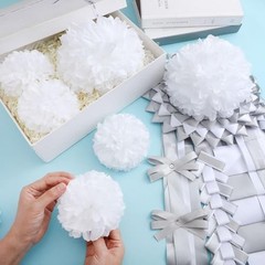28 Pcs Homecoming Mum Flower Decoration 6.5/4.5 Inches Silver/White