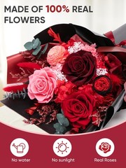 Bessol Flowers for Delivery Preserved Small, Red Flower Bouquet