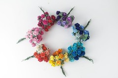 KADADSA 35 Color with 100 pcs Tiny Artificial Roses 15-18 mm, Multi