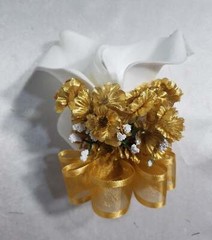 Ivory Gold Calla Lily Bridal Wedding Bouquet Accessories