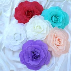 8 pcs 12″ White Artificial Large Roses Flowers Wall Backdrop Party Wedding