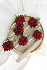 1 pc Ivory Rose Men Boutonniere for Wedding Groom Groomsmen Artificial Flowers B