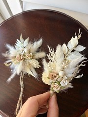 Dried Flower Boutonniere & Corsage Set Wedding Groom & Bride