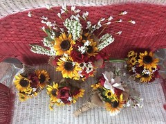 Wedding flowers bouquet complete package decorations sunflowers burgundy huge