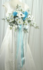 Wild Teal Garden Faux Silk Wedding Bouquet