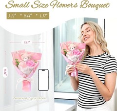 Preserved Flowers Mothers Day Gift, Eternal Flower Roses Bouquet with Bear for M