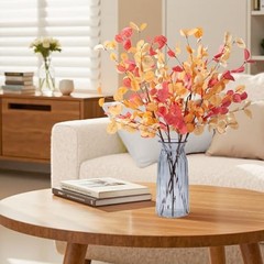 6pcs Eucalyptus Stems Fake Orange Red Autumn Leaves Artificial Silk 6pcs-orange