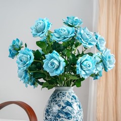 Artificial Flowers 23.2In Artificial Roses 20PCS Fake Roses Spring Blue 20pcs