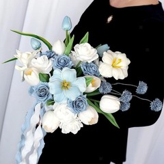 Wedding Bouquet for Bride Tulip Artificial Flowers Elegant Bride Holding Flowers