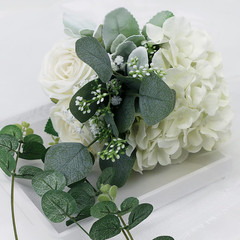 Set of 6 White & 6 Peach Pink Artificial Bridesmaid Bouquets for Weddings
