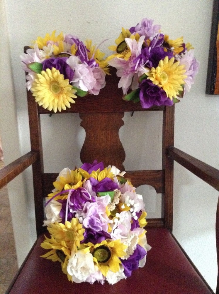Wedding flowers bridal bouquets decoration sunflowers lavender purple or u pick