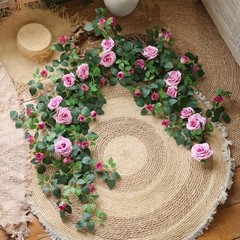 5.9FT Bendable Rose Flower Garlands, Artificial Silk Wild Roses Vine 2 Purple