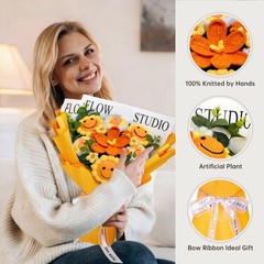 Crochet Flower Bouquet, Knitted Sunflower Flower, Handmade Bouquet – Sunflowe…