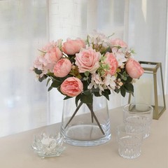 BLUSH 2 Bouquets 12″ SILK FLOWERS Assorted Artificial Floral Bushes Party Events