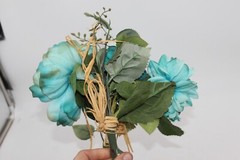 Bridal Wedding Bouquet Fall Turquoise Teal 12″ Romantic White Green Hydrangea