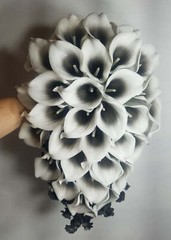 Black White Calla Lily Bridal Wedding Bouquet Accessories