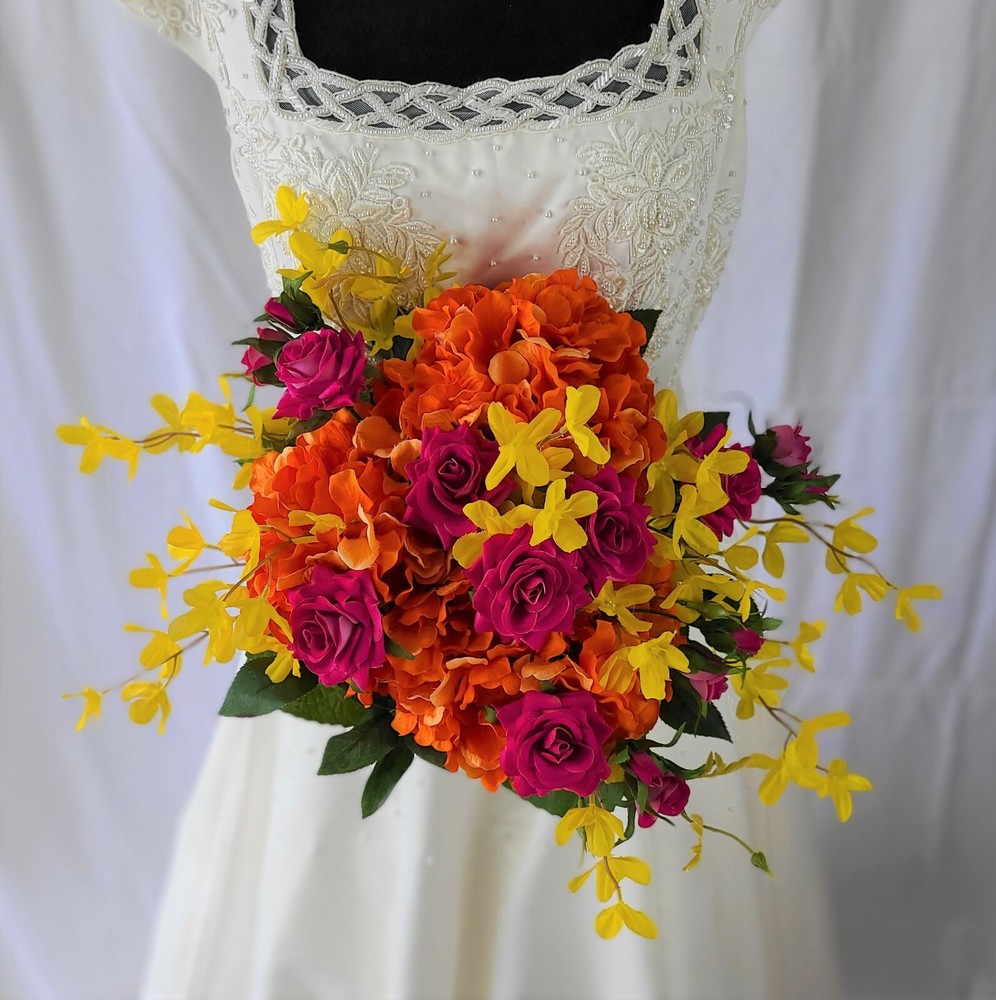 Beautiful and Bright Spring Garden Faux Silk Wedding Bouquet