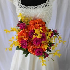 Beautiful and Bright Spring Garden Faux Silk Wedding Bouquet