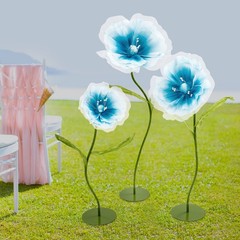 Artificial Flowers 3pcs Light Blue Wedding Aisle Decor With Base Adjustable Stem