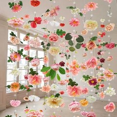 Suncalla 6 Pack 35.4ft Fake Flower Garland Backdrop with LED Multi Color Lovely