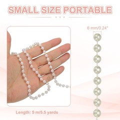 5.5 Yards Pearl Beads Garland 6mm Faux Pearl Ribbon Pearls Chain String,