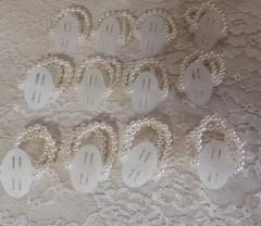 12 Pc WHITE Corsage Wristlet Bracelet Wrist Corsage Elastic Pearl Wedding Prom