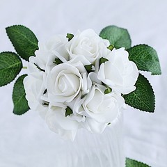 24 WHITE 2″ Mini FOAM ROSE Flowers Stems Wedding Events Decorations Supplies