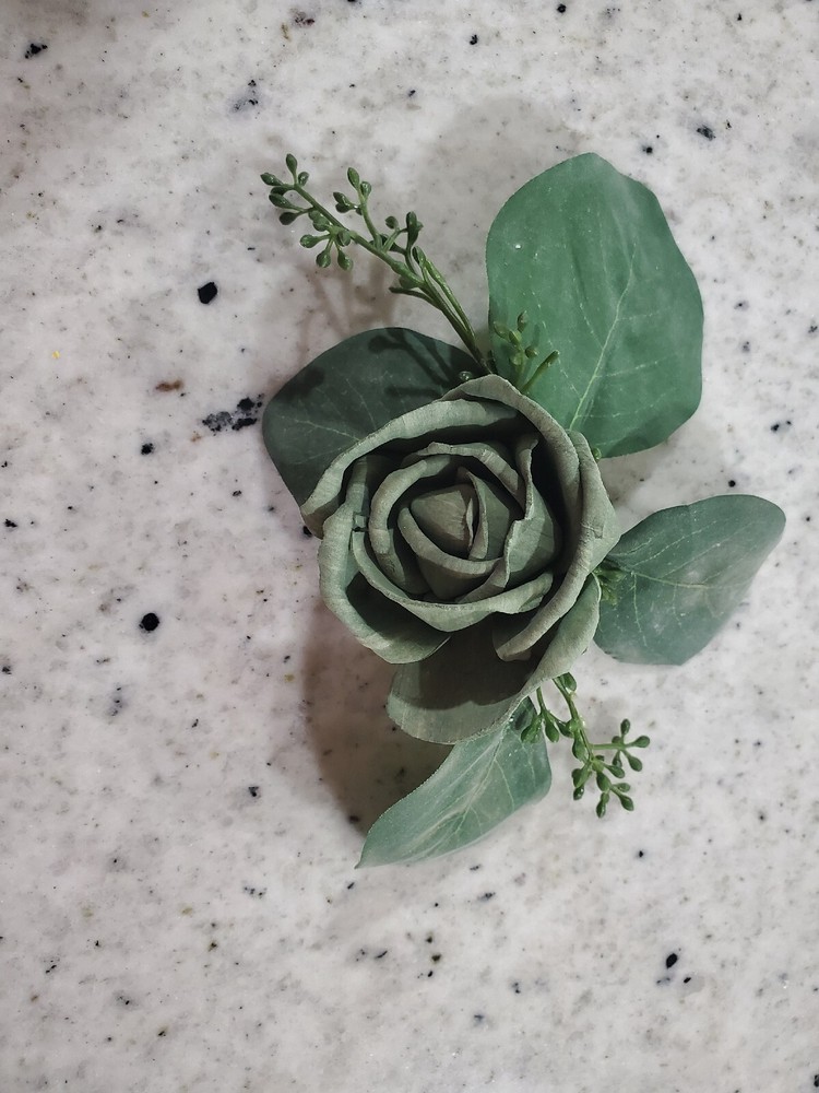 Sage Green Rose Wedding Cake Flower Eucalyptus Reusable Sola Wood DIY Topper