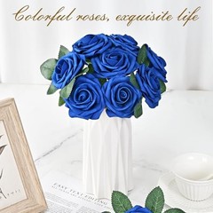 Artificial Flowers Fake Roses with Stems Boxed Foam Roses for 16Pcs Royal Blue