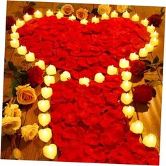 7000 Pieces Artificial Rose Petals with 72 Pieces Romantic Heart Led 7000+72