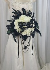 Black Tie Affair Mardi Gras or Goth Faux Silk Bridal Bouquet