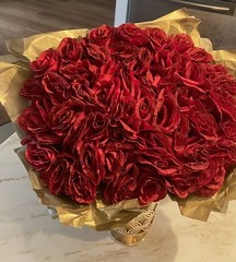 50 Piece Red Glitter Rose Bouquet. Gift Bouquet.