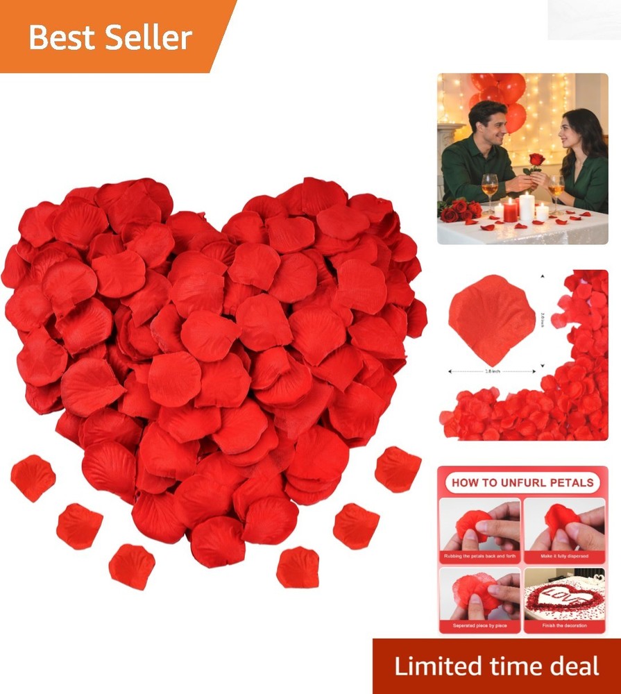 Vibrant 1200 PCS Artificial Rose Petals for Wedding, Party, & Romantic Nights