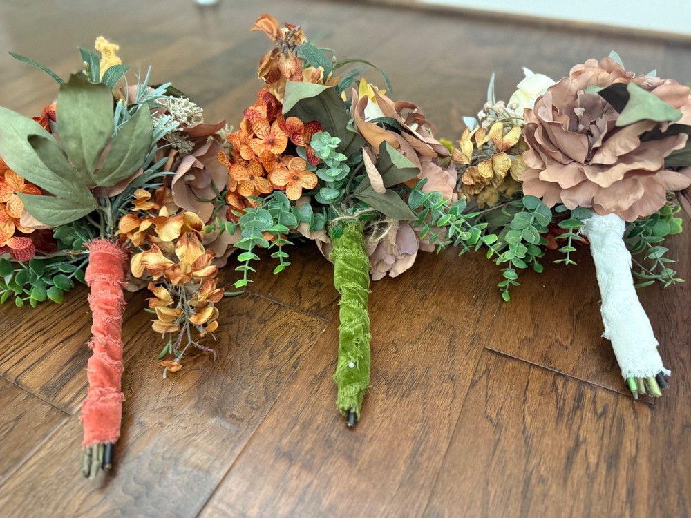 Set of 3 Bridemaids’ Bouquets—Hamdmade! Fall Colors